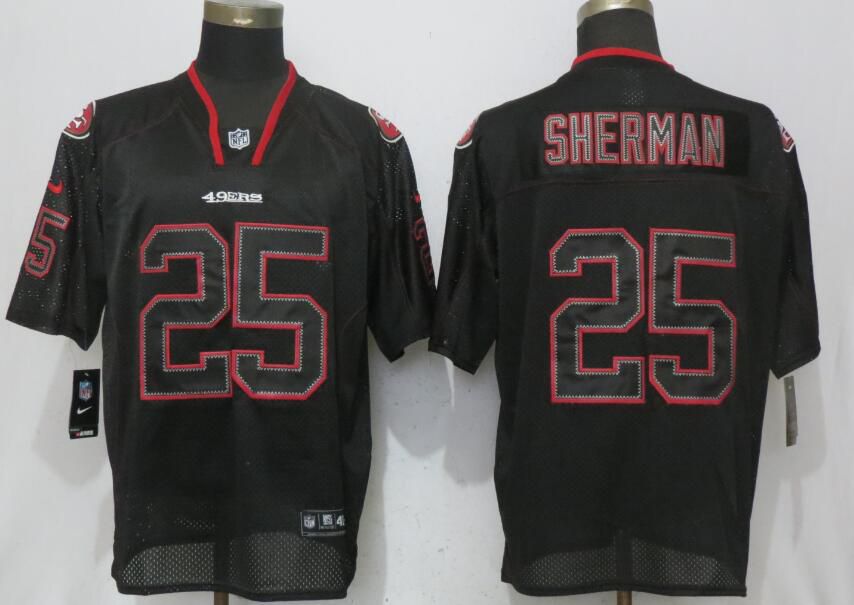 Men San Francisco 49ers #25 Sherman Lights Out Black Elite New Nike NFL Jerseys->->NFL Jersey